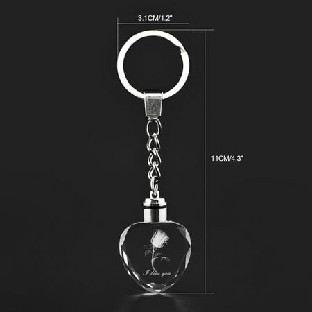 Faddish Fairy Crystal Rose LED Light Keychain Love Heart Key Chain Ring Keyring Faddish Fairy Crystal Rose LED Light Keychain Love Heart Key Chain Ring Keyring